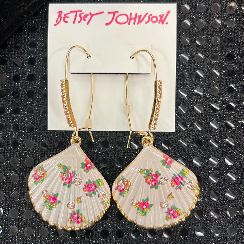 Betsey Johnson floral shell earrings